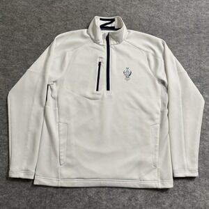 Zero Restriction Golf Pullover Mens M White 1/4  Zip Solheim Cup Logo